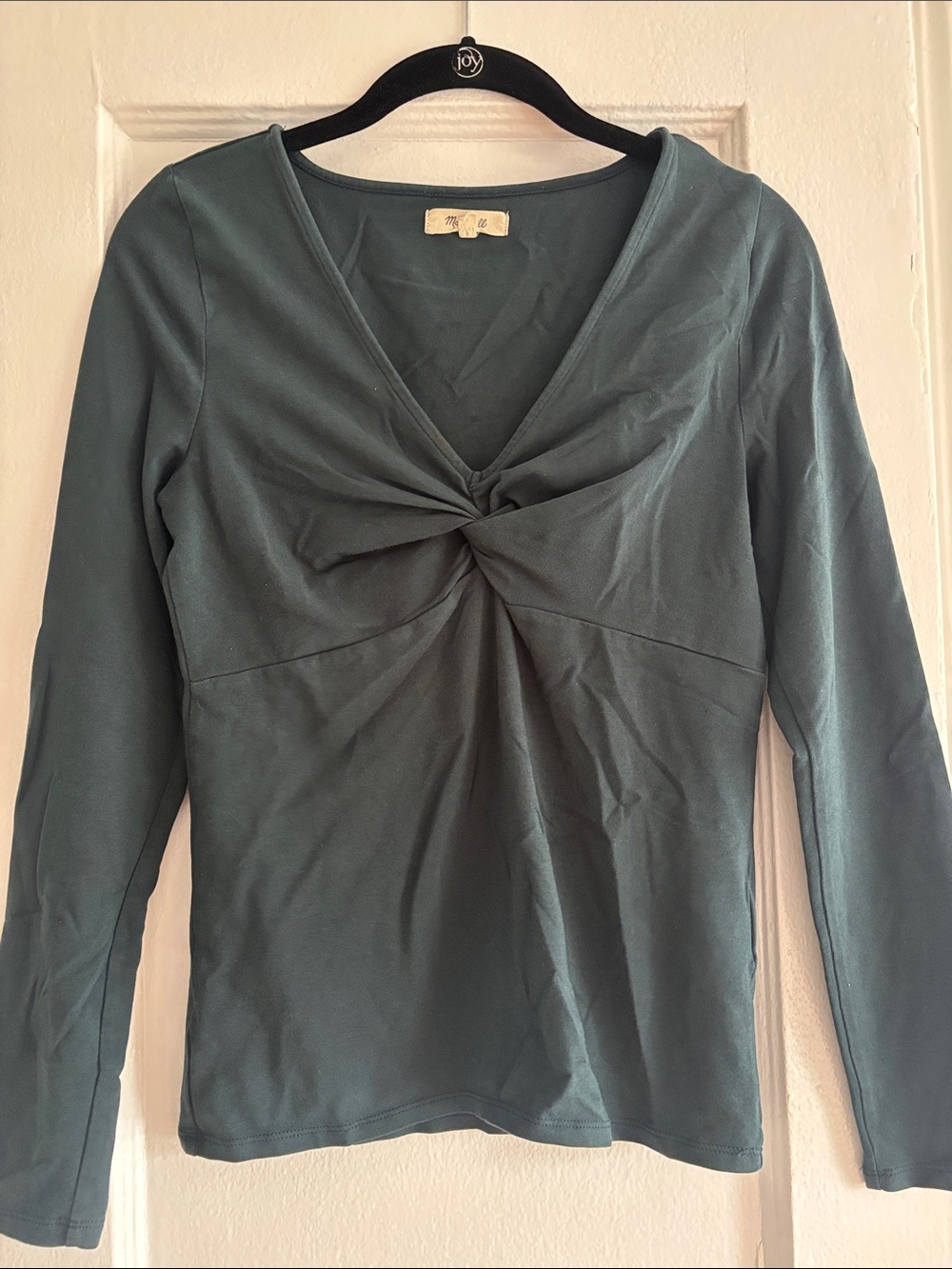 MADEWELL . Twist-Front Long Sleeve Top - Teal Green Size M